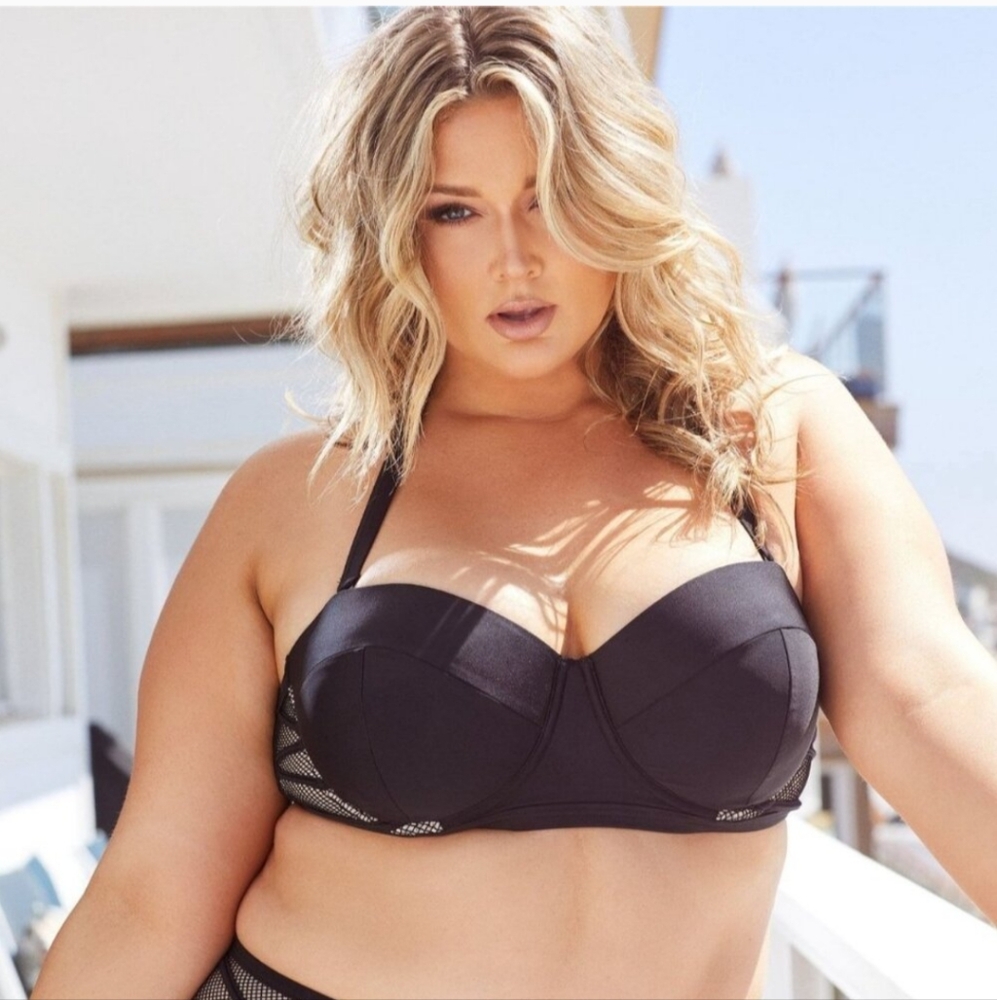 Hunter McGrady X Playful Promises Plus Size/Curve Black Mesh Insert Bikini Top